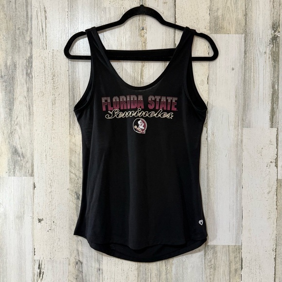 Tops - Florida State Seminoles Black Tank Top With Cut Out X Back